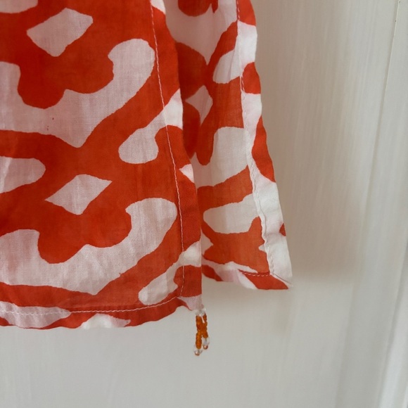 Roberta Roller Rabbit Orange White Printed Cotton Tunic Top Women's Size Medium - Picture 6 of 12